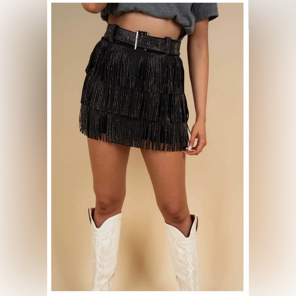 Rhinestone Fringe Skirt